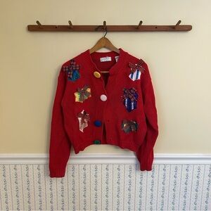 VINTAGE Lord & Taylor Novelty Christmas Cardigan Sweater